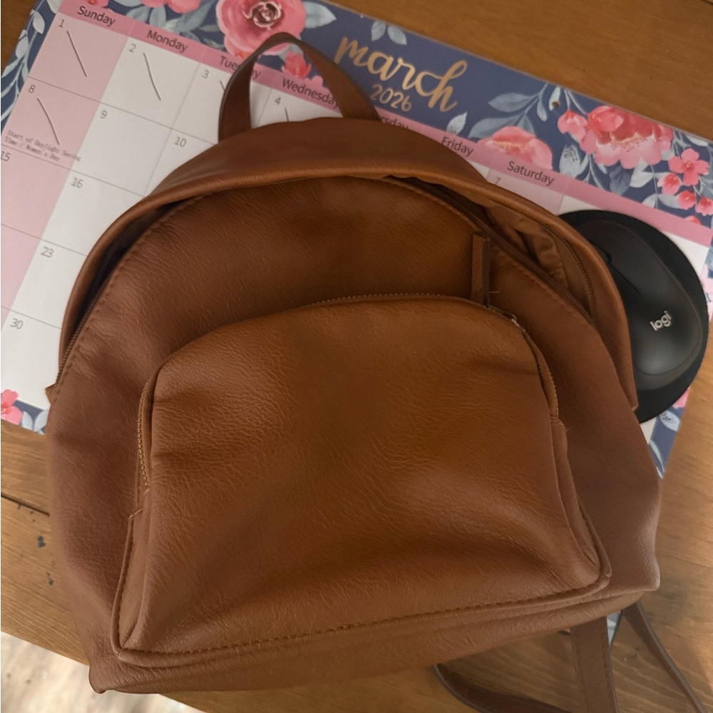 Universal Thread Brown Faux Leather Backpack Tote
